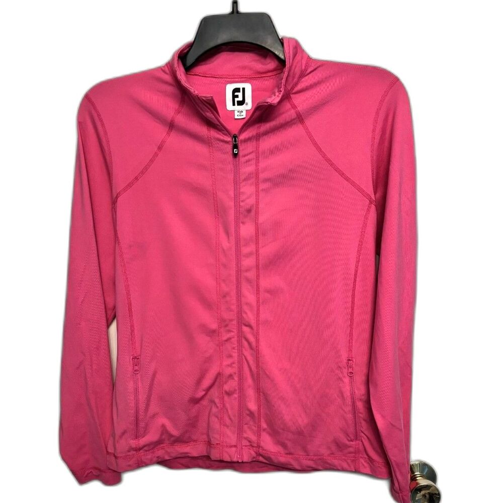 FootJoy Pink Full Zip Golf Jacket Women Medium Athletic Lightweight FJ Stretch